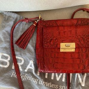 Red Brahmin cross body purse with built in wallet